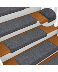 Tapis d'escalier 15 pcs 65x21x4 cm Gris et noir | Mobilier & Déco