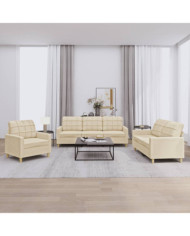 Ensemble de canapés 3 pcs avec coussins Crème Tissu | Mobilier & Déco