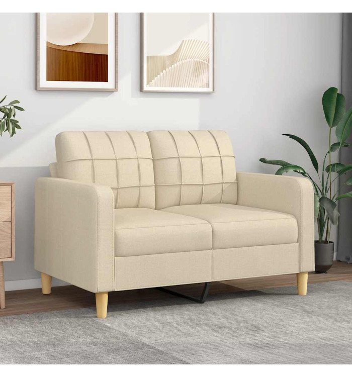 Canapé à 2 places Crème 120 cm Tissu | Mobilier & Déco