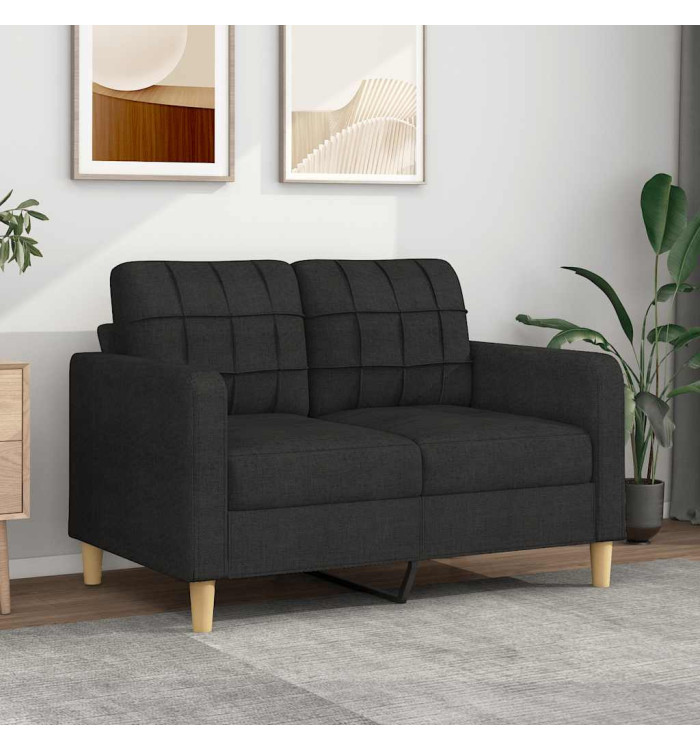 Canapé à 2 places Noir 120 cm Tissu | Mobilier & Déco