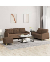 Ensemble de canapés 3 pcs avec coussins Marron Tissu | Mobilier & Déco