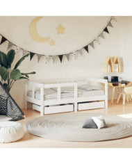 Cadre de lit enfant tiroirs blanc 70x140 cm bois de pin massif | Mobilier & Déco