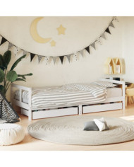 Cadre de lit enfant tiroirs blanc 80x200 cm bois de pin massif | Mobilier & Déco