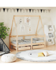 Cadre de lit enfant avec tiroirs 70x140 cm bois de pin massif | Mobilier & Déco