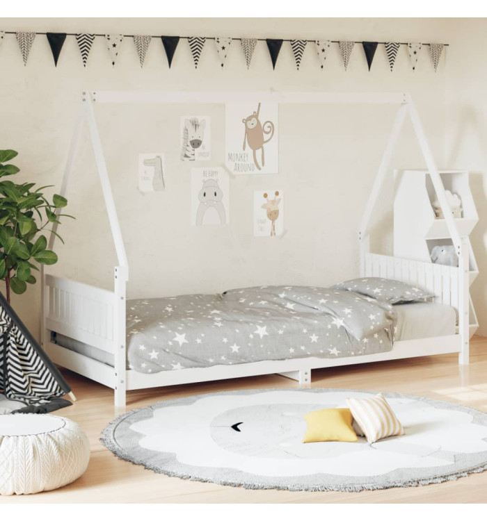 Cadre de lit pour enfants blanc 90x200 cm bois de pin massif | Mobilier & Déco