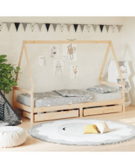 Cadre de lit pour enfants gris 80x200 cm bois de pin massif | Mobilier & Déco