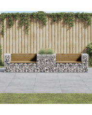 Banc de jardin avec panier en gabion bois de pin imprégné | Mobilier & Déco