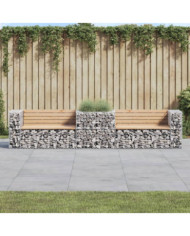 Banc de jardin avec panier en gabion bois massif de pin | Mobilier & Déco