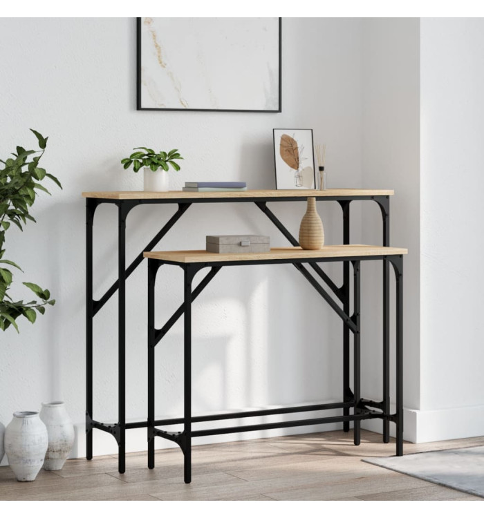 Tables console 2 pcs chêne sonoma bois d'ingénierie | Mobilier & Déco