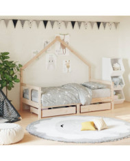 Cadre de lit pour enfant et tiroirs 80x160cm bois de pin massif | Mobilier & Déco