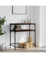 Table console chêne fumé 75x35,5x75 cm bois d'ingénierie | Mobilier & Déco