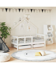 Cadre de lit enfant tiroirs blanc 70x140 cm bois de pin massif | Mobilier & Déco