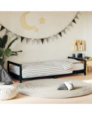 Cadre de lit pour enfants noir 90x190 cm bois de pin massif | Mobilier & Déco