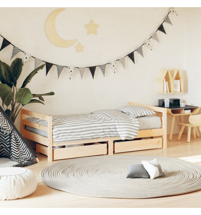 Cadre de lit pour enfant et tiroirs 80x160cm bois de pin massif | Mobilier & Déco