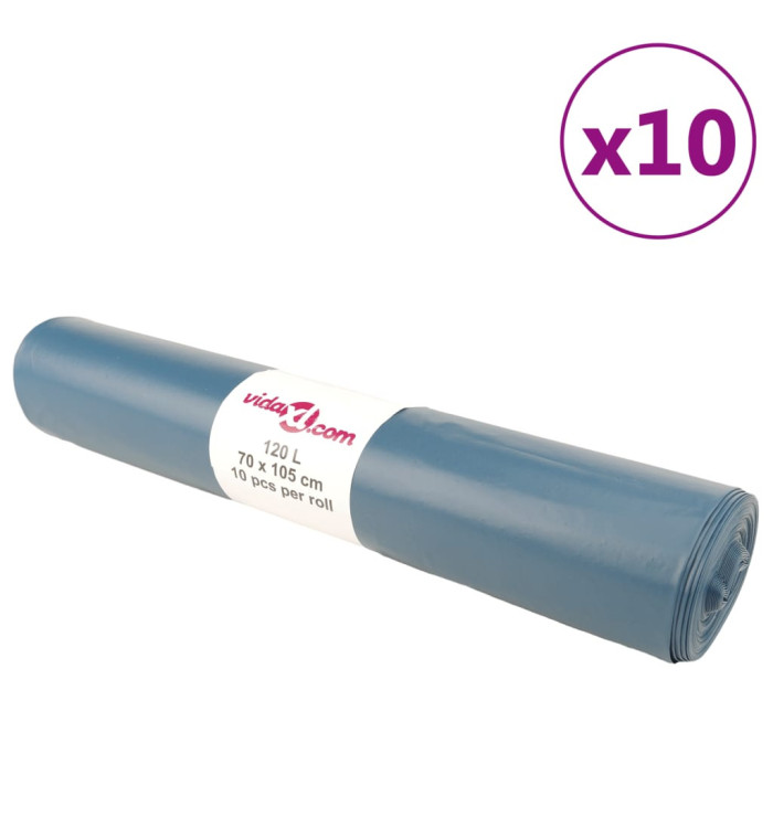 Sacs poubelles 100 pcs bleu 120 L | Mobilier & Déco