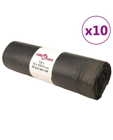 Sacs poubelles avec cordons 250 pcs noir 120 L | Mobilier & Déco