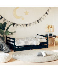 Cadre de lit pour enfant tiroirs noir 80x160 cm bois pin massif | Mobilier & Déco