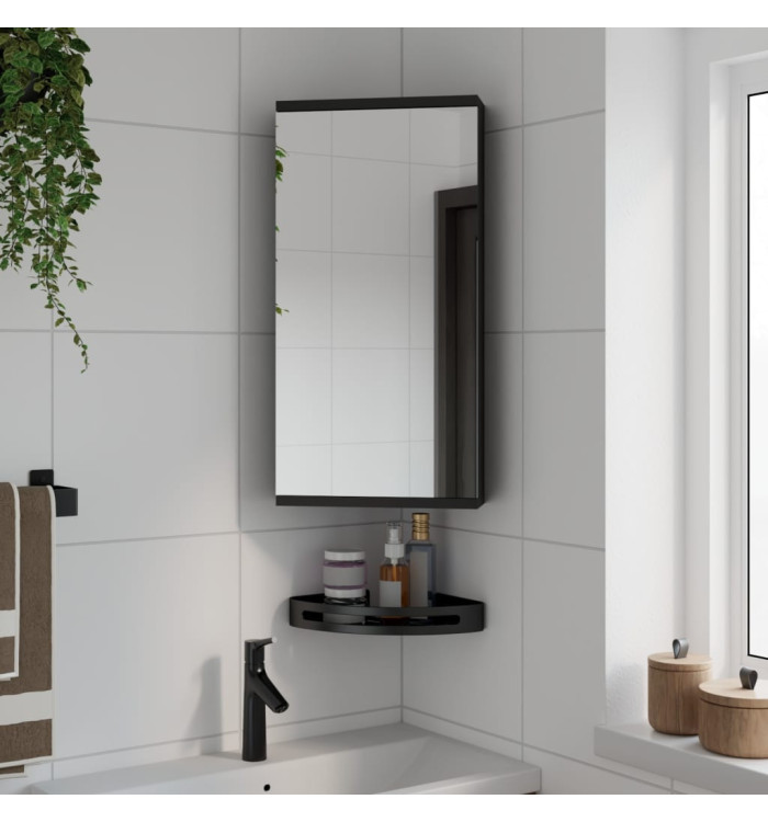 Armoire de bain à miroir d'angle noir 30x24x60 cm | Mobilier & Déco