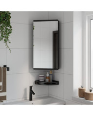 Armoire de bain à miroir d'angle noir 30x24x60 cm | Mobilier & Déco