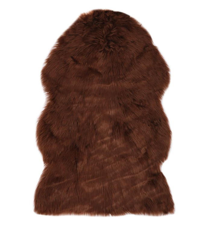 Tapis 60 x 90 cm Peau de mouton synthétique Marron | Mobilier & Déco
