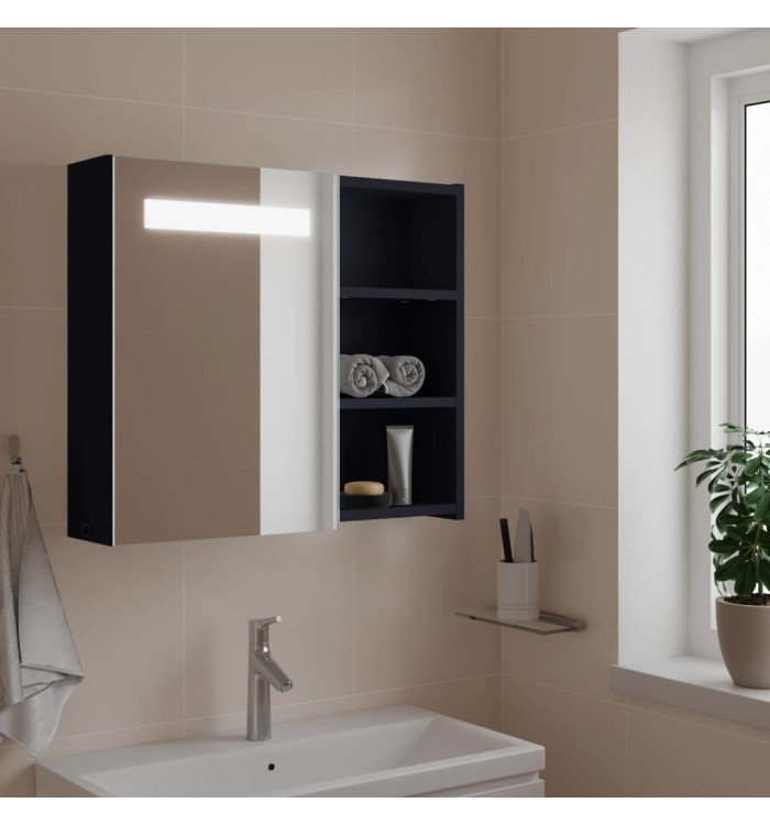 Armoire de salle de bain à miroir avec LED gris 60x13x52 cm | Mobilier & Déco