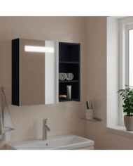 Armoire de salle de bain à miroir avec LED gris 60x13x52 cm | Mobilier & Déco