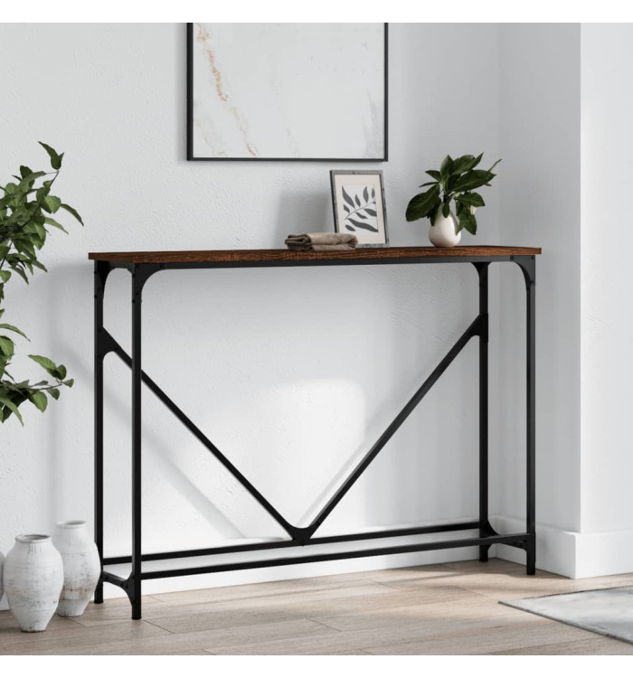 Table console chêne marron 102x22,5x75 cm bois d'ingénierie | Mobilier & Déco