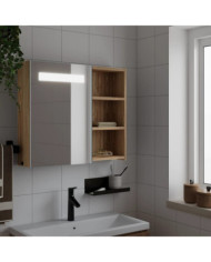 Armoire de salle de bain à miroir avec LED chêne 60x13x52 cm | Mobilier & Déco