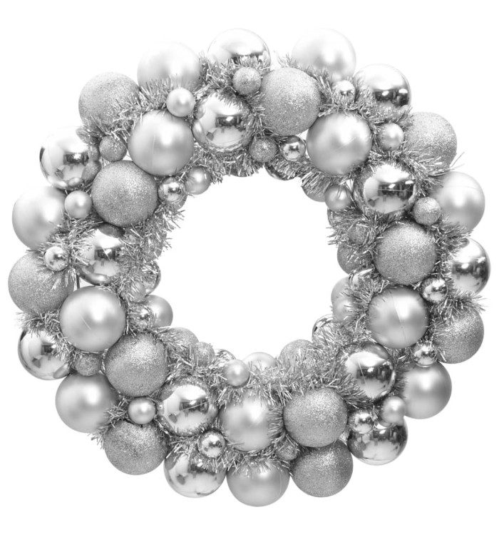 Couronne de Noël argenté 45 cm polystyrène | Mobilier & Déco