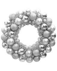 Couronne de Noël argenté 45 cm polystyrène | Mobilier & Déco