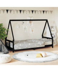 Cadre de lit pour enfants noir 80x200 cm bois de pin massif | Mobilier & Déco