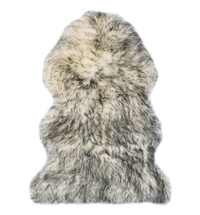 Tapis en peau de mouton 60 x 90 cm Mélange de gris foncé | Mobilier & Déco
