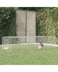 Cage à lapin 2 panneaux 220x110x55 cm Fer galvanisé | Mobilier & Déco