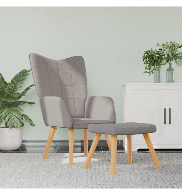 Chaise de relaxation avec tabouret Taupe Tissu | Mobilier & Déco
