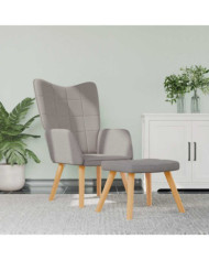 Chaise de relaxation avec tabouret Taupe Tissu | Mobilier & Déco