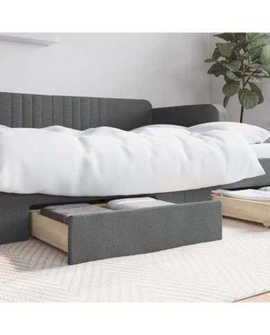 Tiroirs de lit 2 pcs gris foncé bois d'ingénierie et tissu | Mobilier & Déco