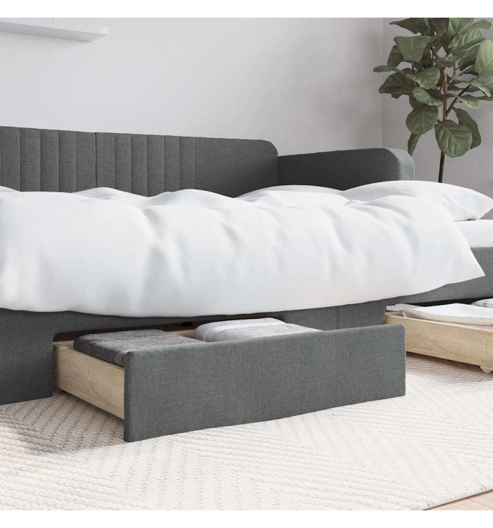 Tiroirs de lit 2 pcs gris foncé bois d'ingénierie et tissu | Mobilier & Déco