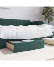 Tiroirs de lit 2 pcs vert foncé bois d'ingénierie et velours | Mobilier & Déco