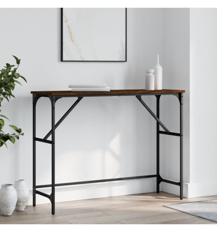 Table console chêne marron 100x32x75 cm bois d'ingénierie | Mobilier & Déco