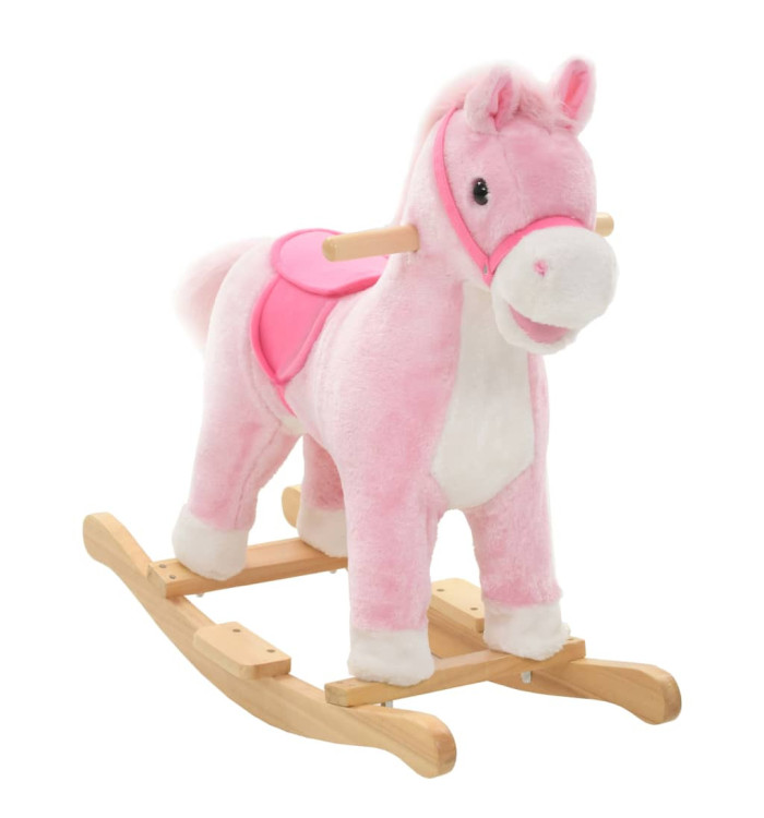 Cheval à bascule Peluche 65x32x58 cm Rose | Mobilier & Déco