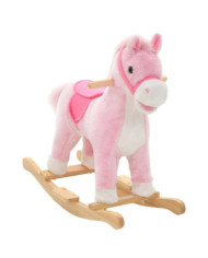 Cheval à bascule Peluche 65x32x58 cm Rose | Mobilier & Déco