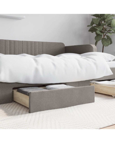 Tiroirs de lit 2 pcs taupe bois d'ingénierie et tissu | Mobilier & Déco