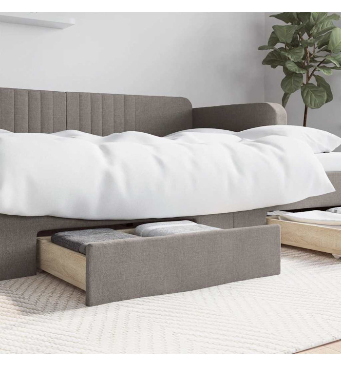 Tiroirs de lit 2 pcs taupe bois d'ingénierie et tissu | Mobilier & Déco