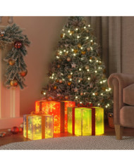 Boîtes de Noël lumineuses 3 pcs 64 LED blanc chaud | Mobilier & Déco
