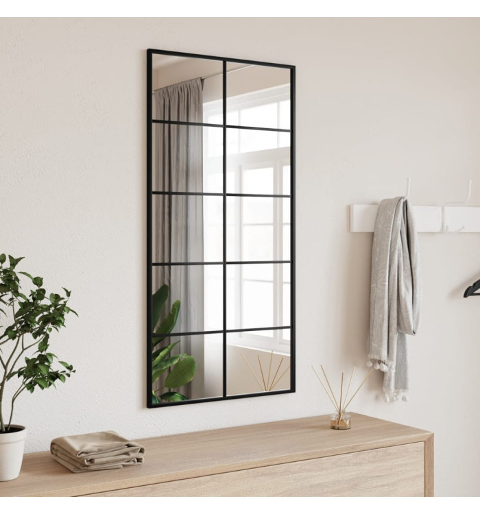 Miroir mural noir 50x100 cm rectangulaire fer | Mobilier & Déco