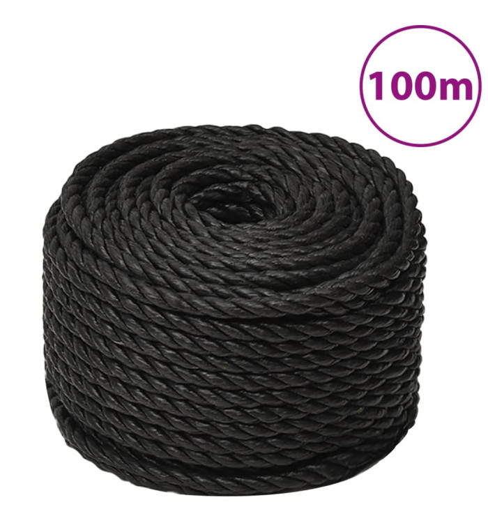 Corde de travail Noir 16 mm 100 m polypropylène | Mobilier & Déco