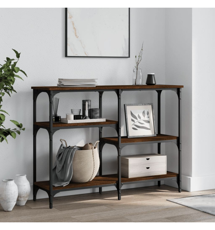 Table console chêne marron 102x29x75 cm bois d'ingénierie | Mobilier & Déco