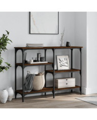 Table console chêne marron 102x29x75 cm bois d'ingénierie | Mobilier & Déco