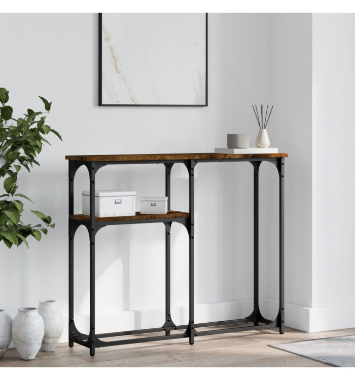 Table console chêne fumé 90x22,5x75 cm bois d'ingénierie | Mobilier & Déco