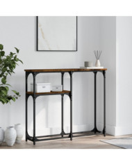Table console chêne fumé 90x22,5x75 cm bois d'ingénierie | Mobilier & Déco